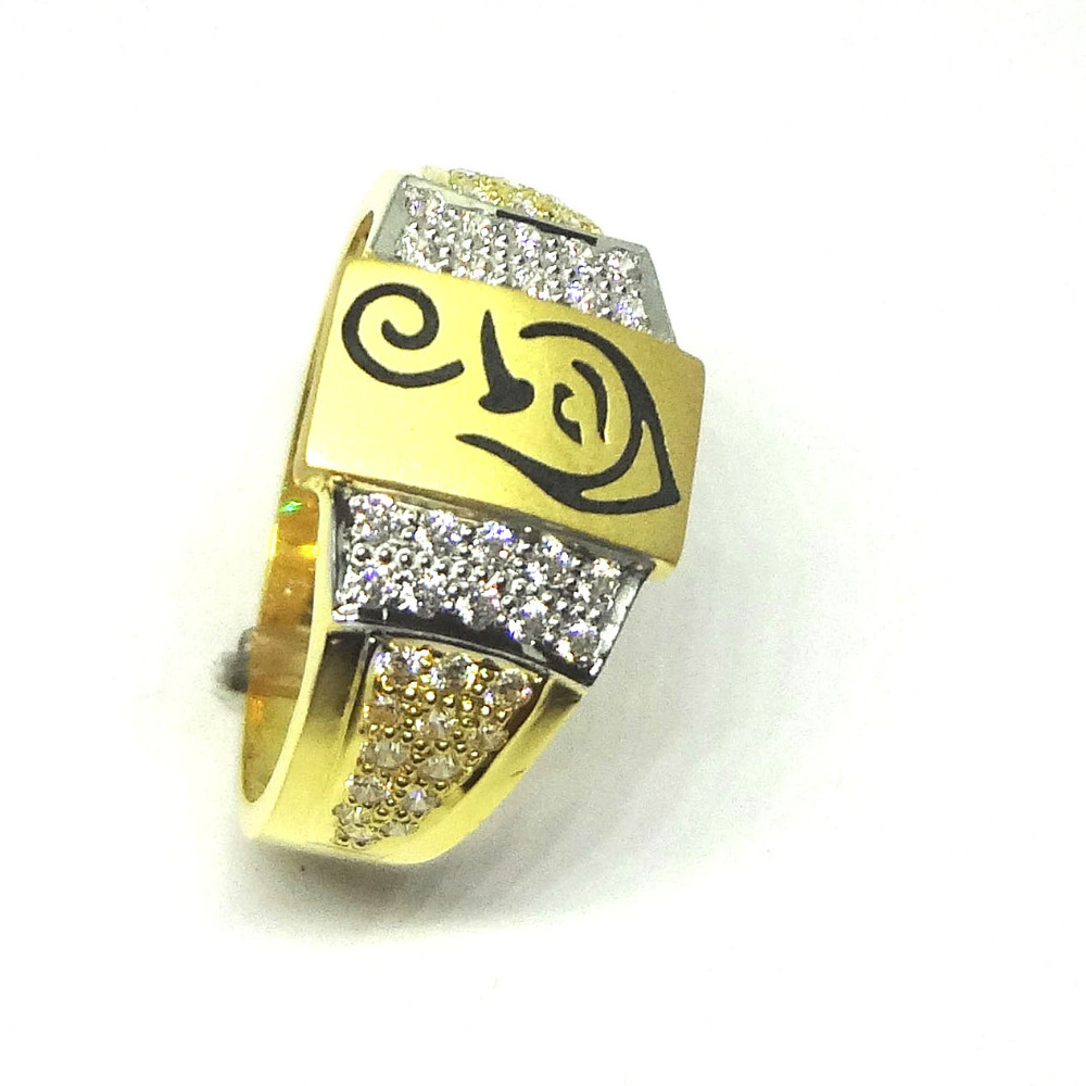 916 GOLD CZ DIAMOND GANAPATI IDOL GENTS RING