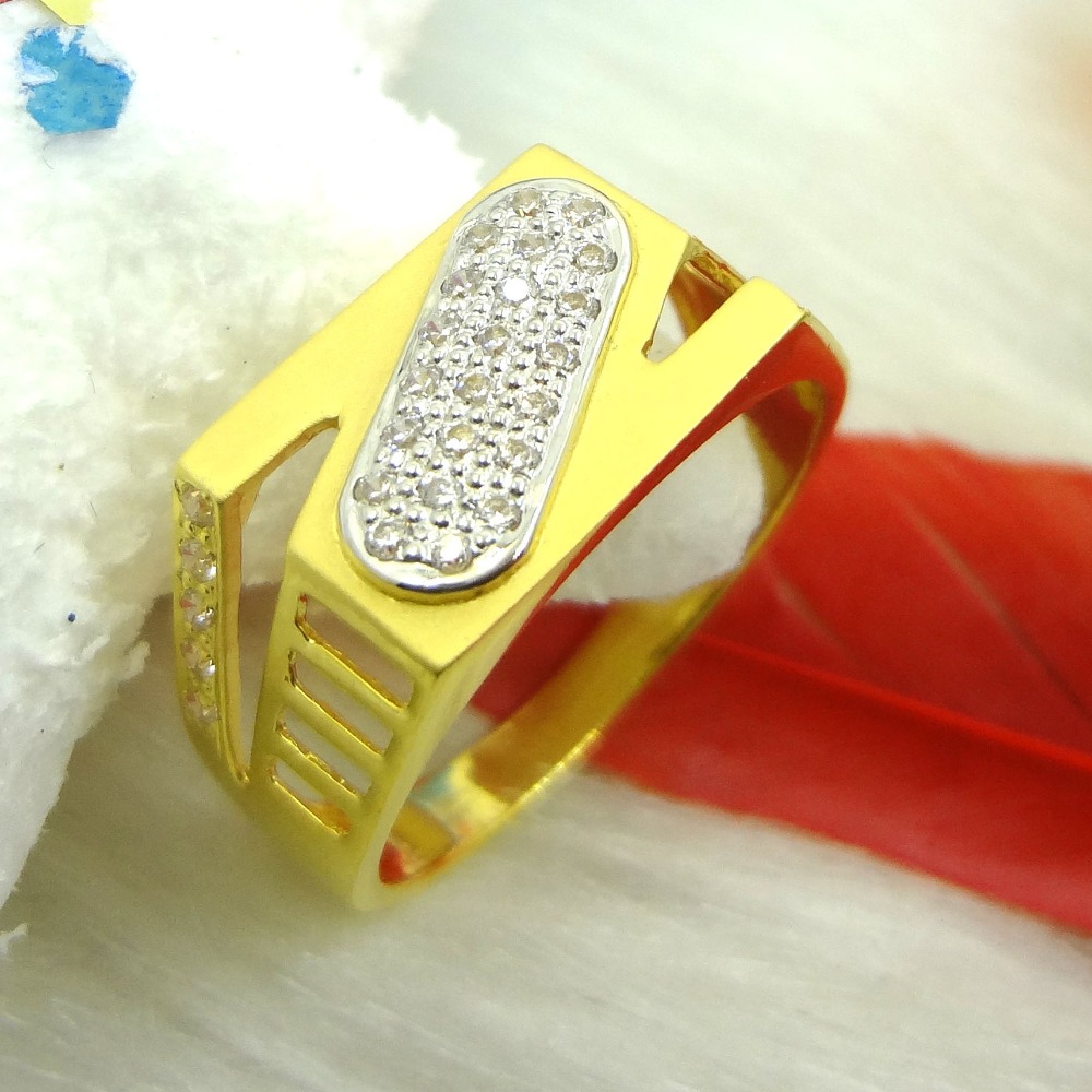 916 GOLD CZ DIAMOND STYLISH GENTS RING
