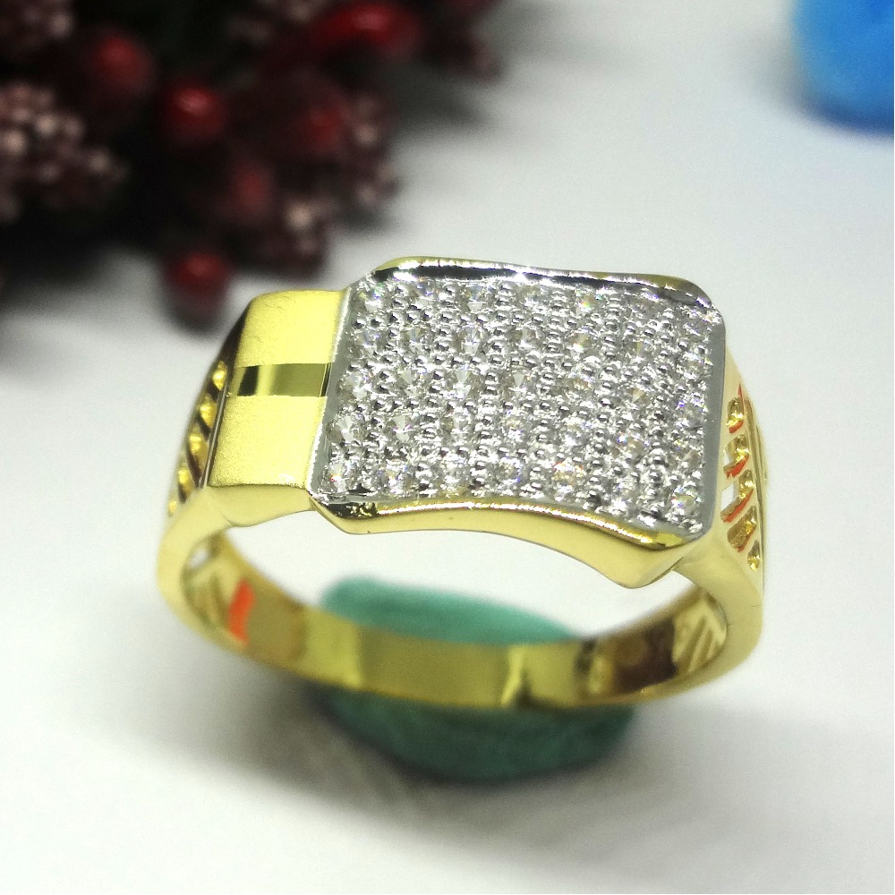 916 gold cz  diamond broad shape gents ring