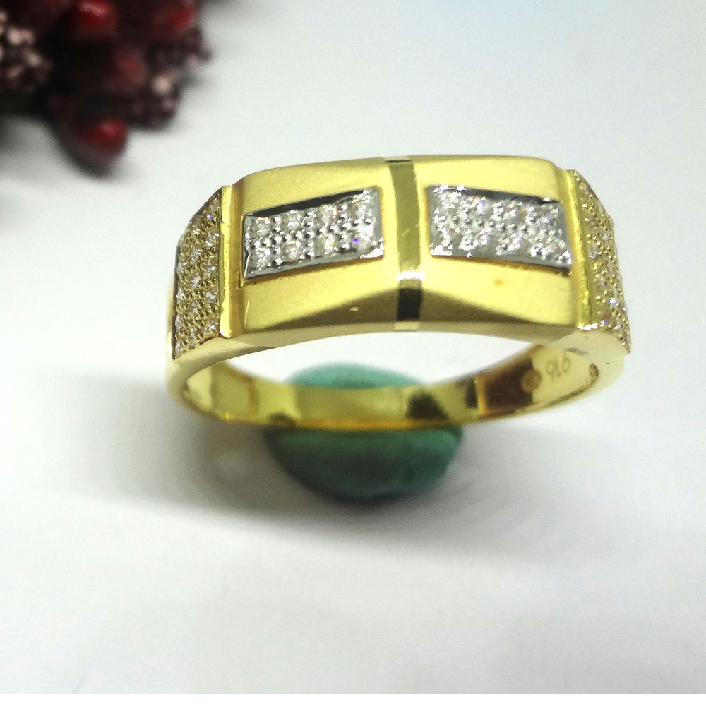 916 GOLD CZ DIAMOND STYLISH GENTS RING
