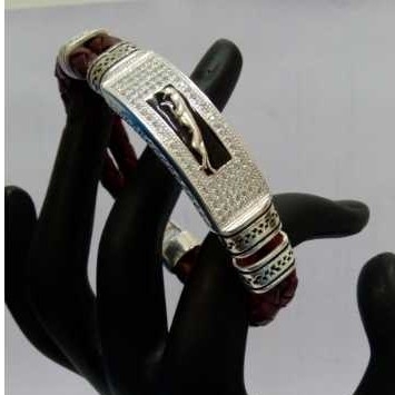 Fancy Silver Leather Bracelet