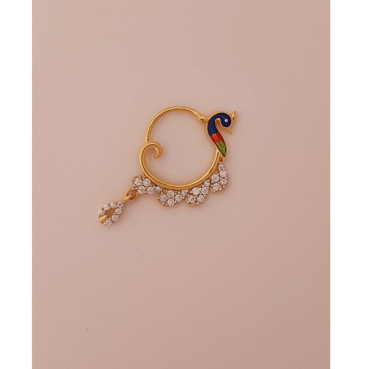 18k elegant peacock nath
