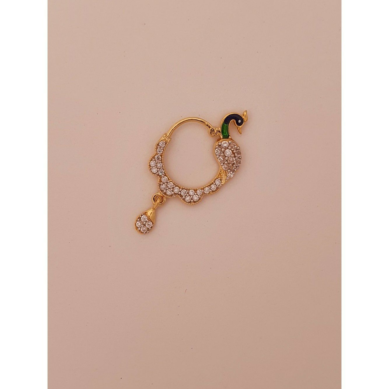 18k elegant peacock nath