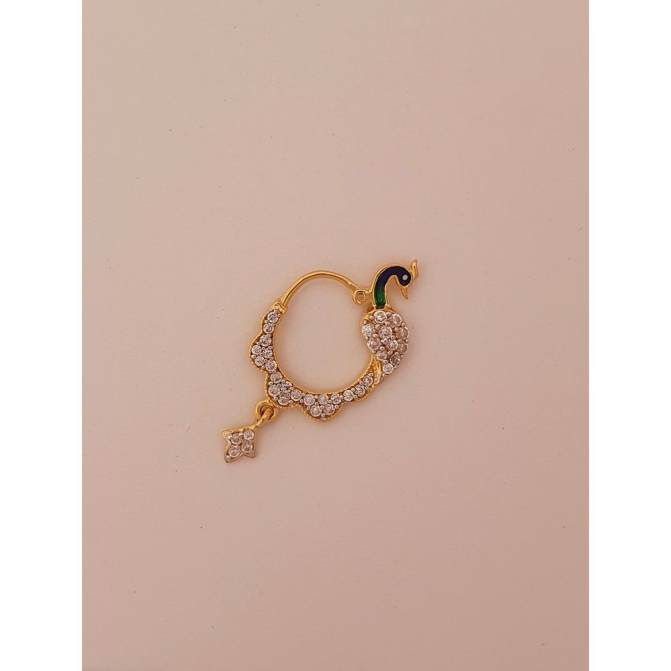 18k elegant peacock nath