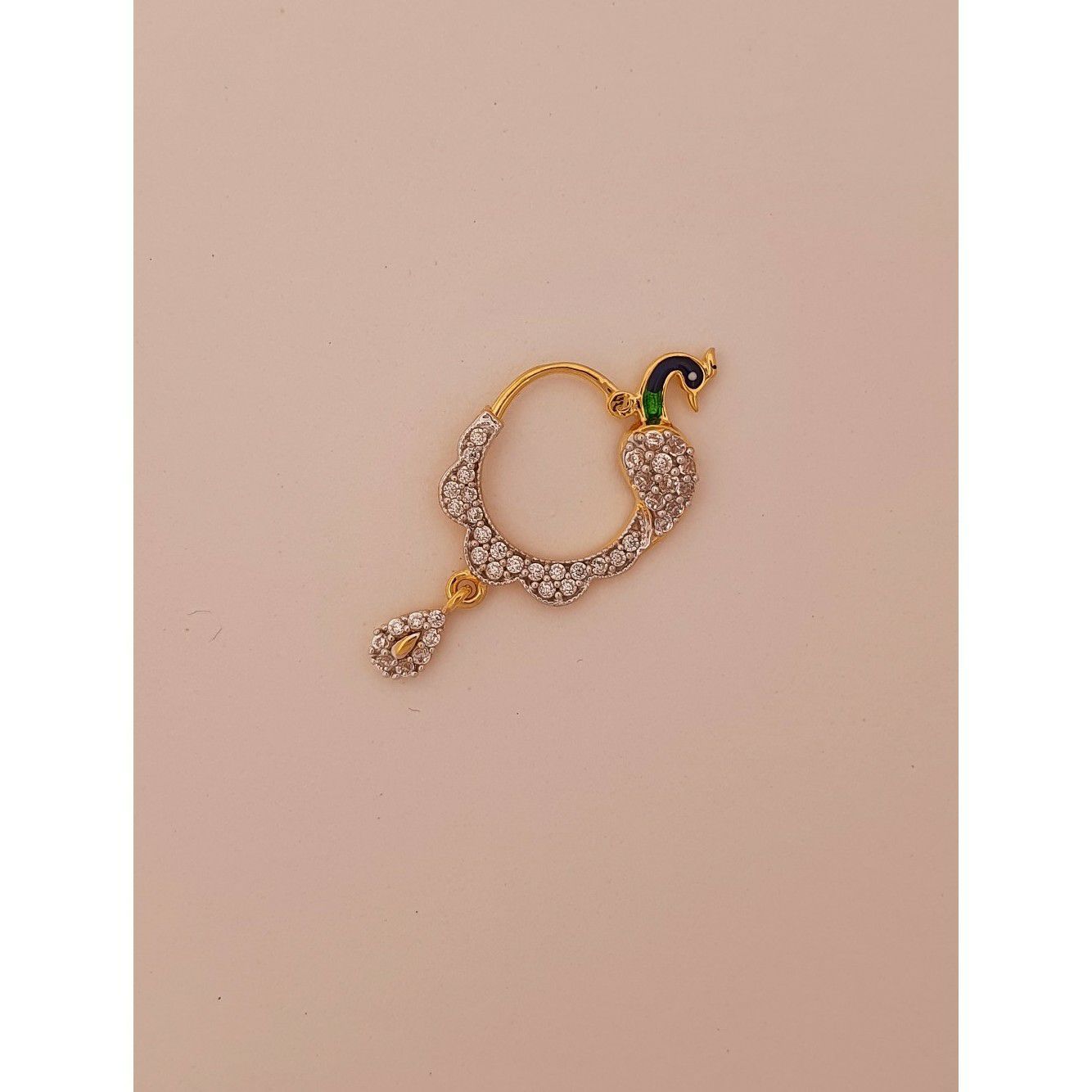 18k elegant peacock nath