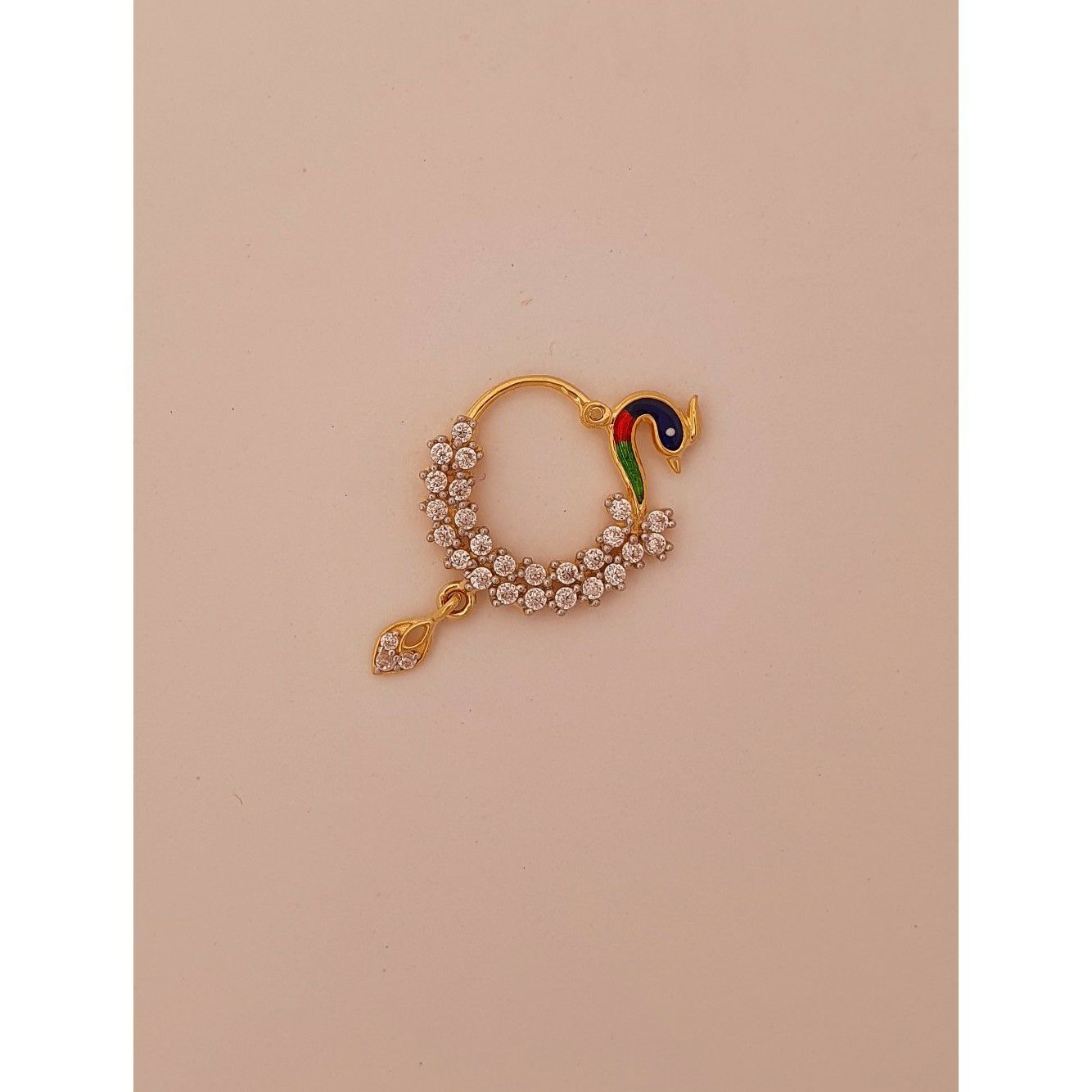 18k elegant peacock nath