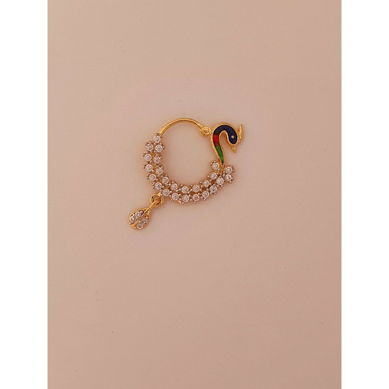 18k elegant peacock nath