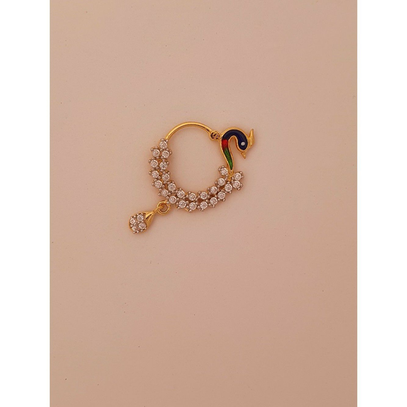 18k elegant peacock nath