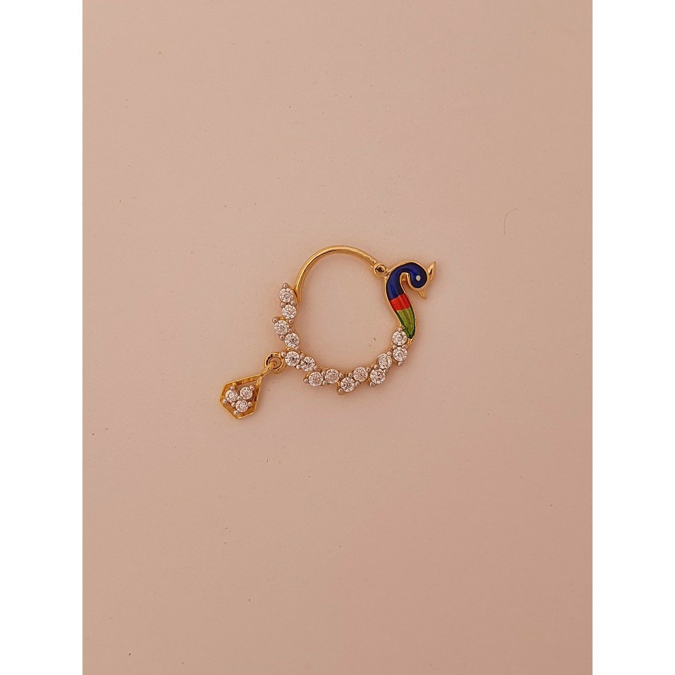 18k elegant peacock nath