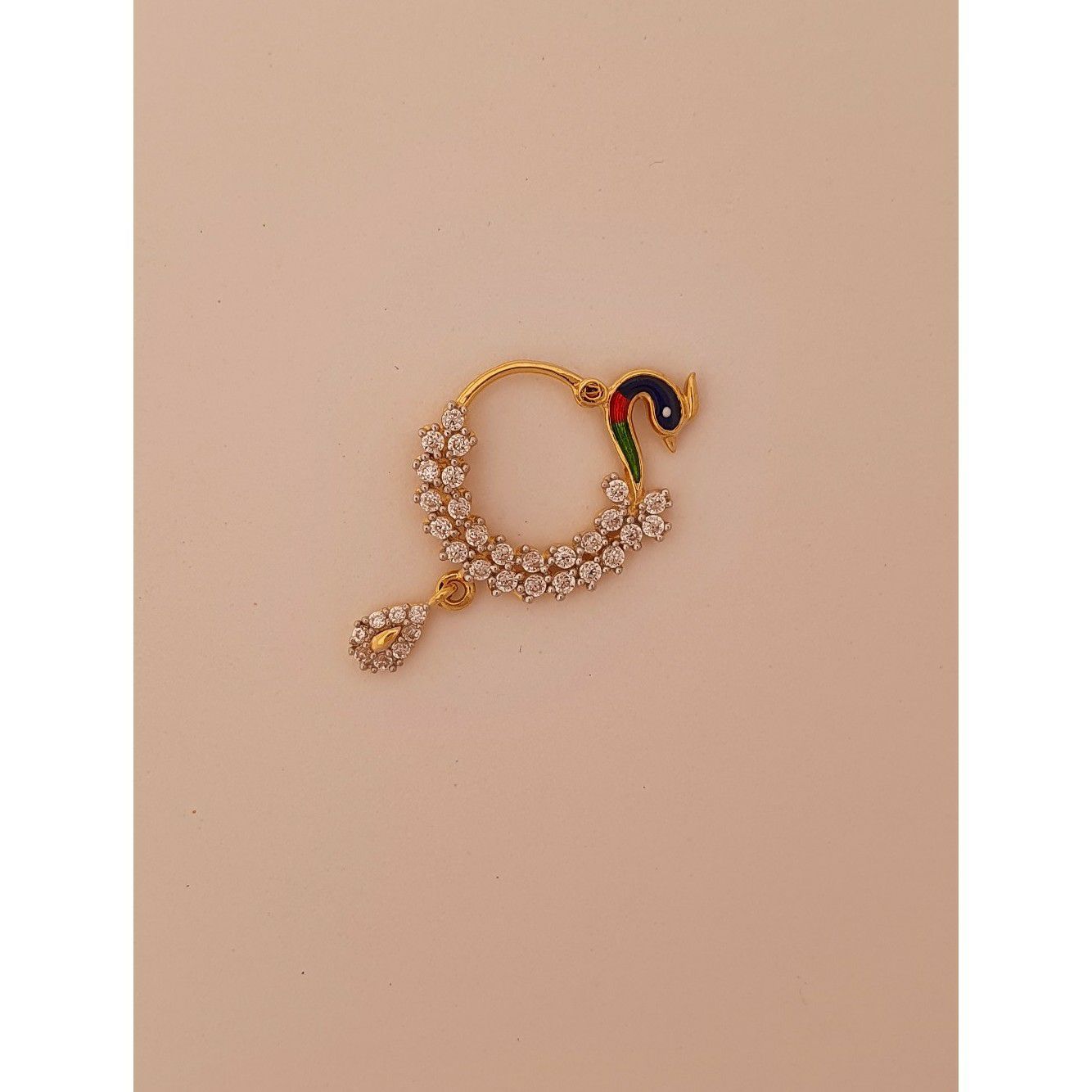 18k elegant peacock nath