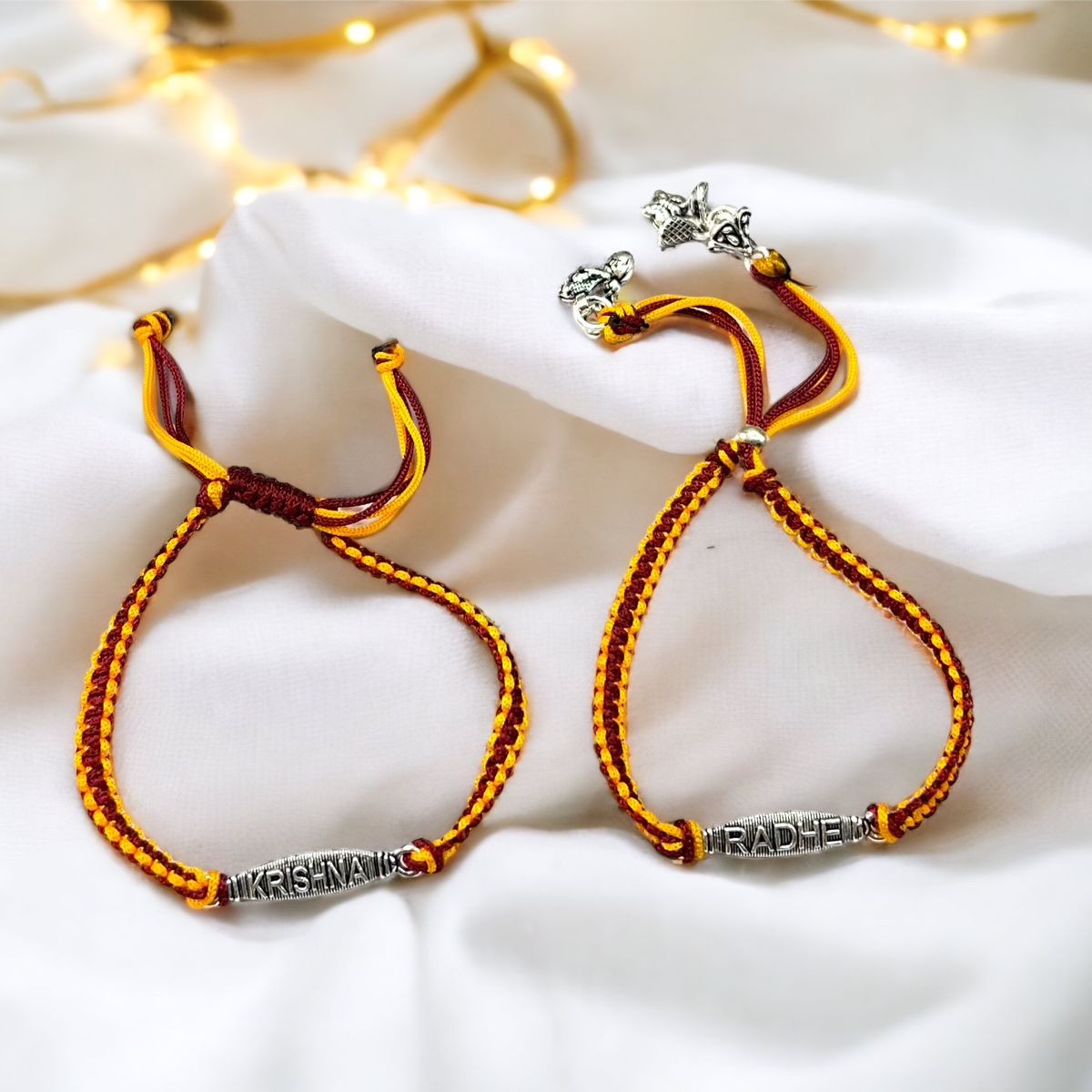 925 Silver Radhe Krishna Thread Couple Rakhi