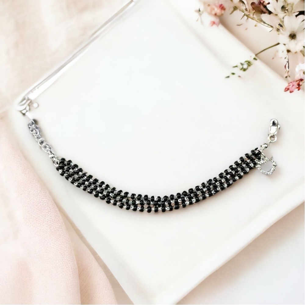 925 Silver 3 Layer Heart Shape Mangalsutra Bracelet