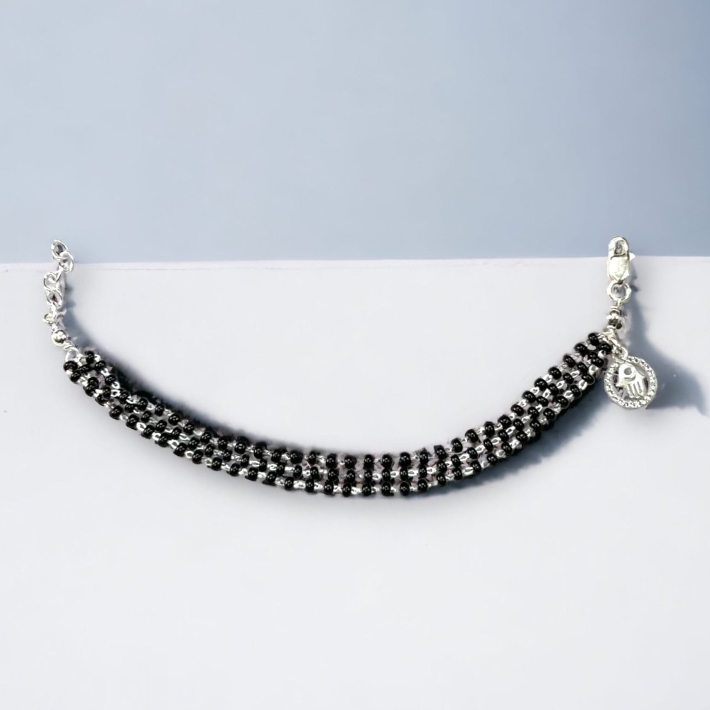 925 Silver Designer Black Moti Bracelet