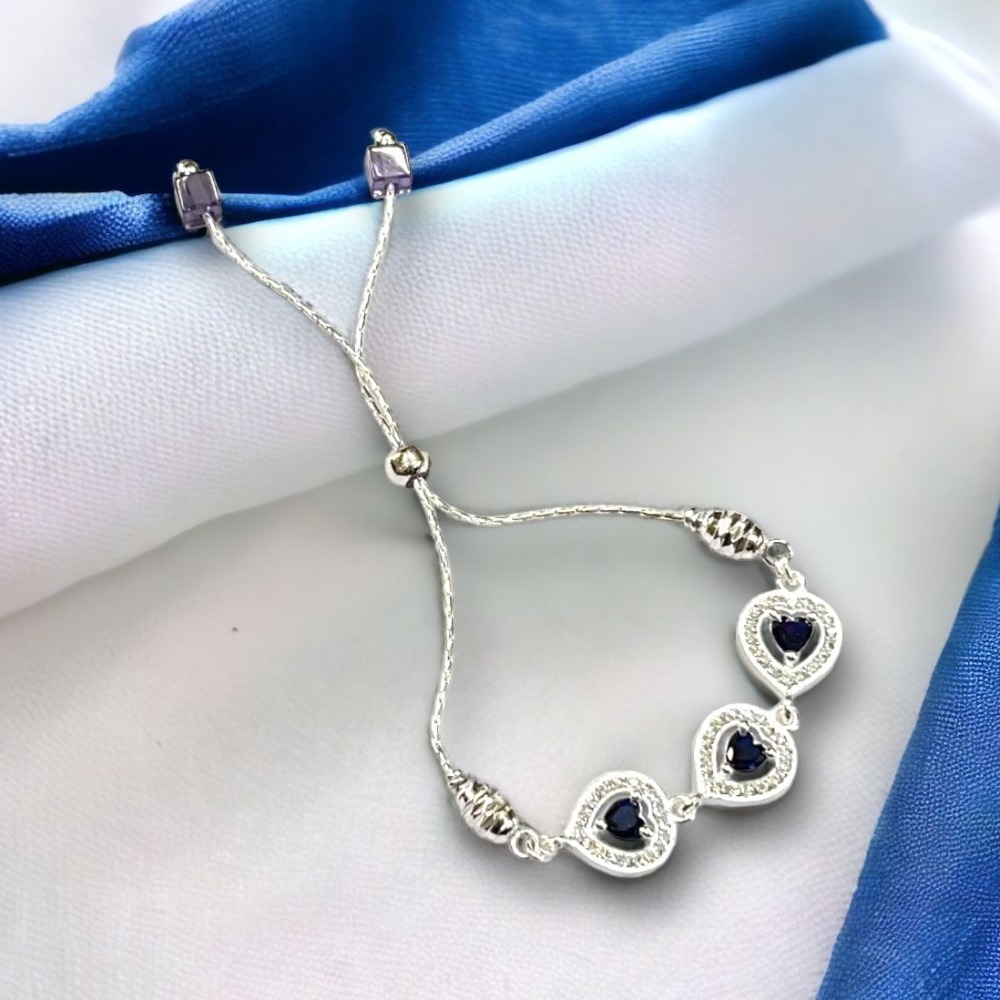 925 Silver Heart Shape Colorstone Bracelet