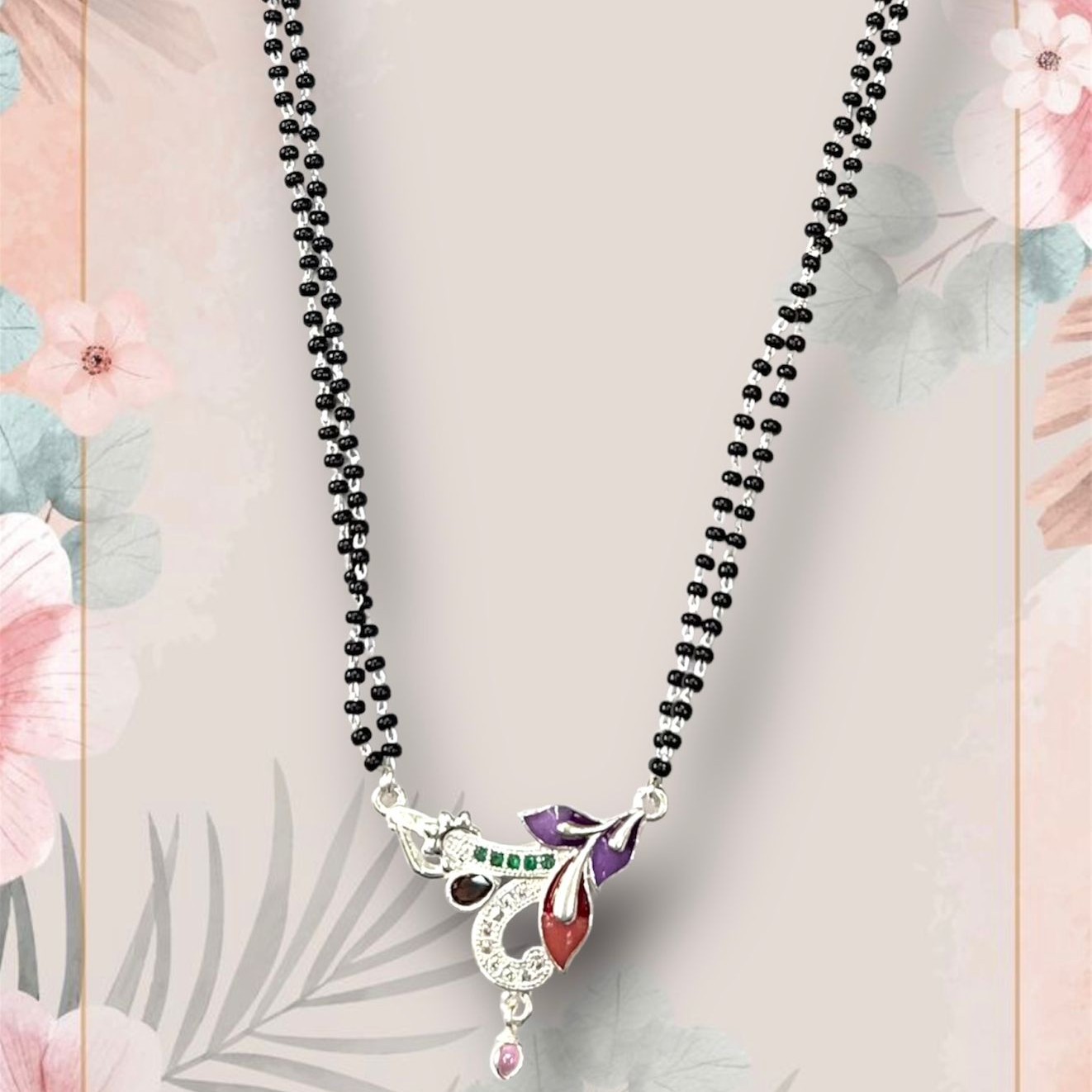 925 Silver Colorful Diamond Mangalsutra