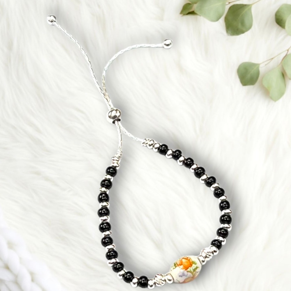 925 silver fancy black pearl bracelet
