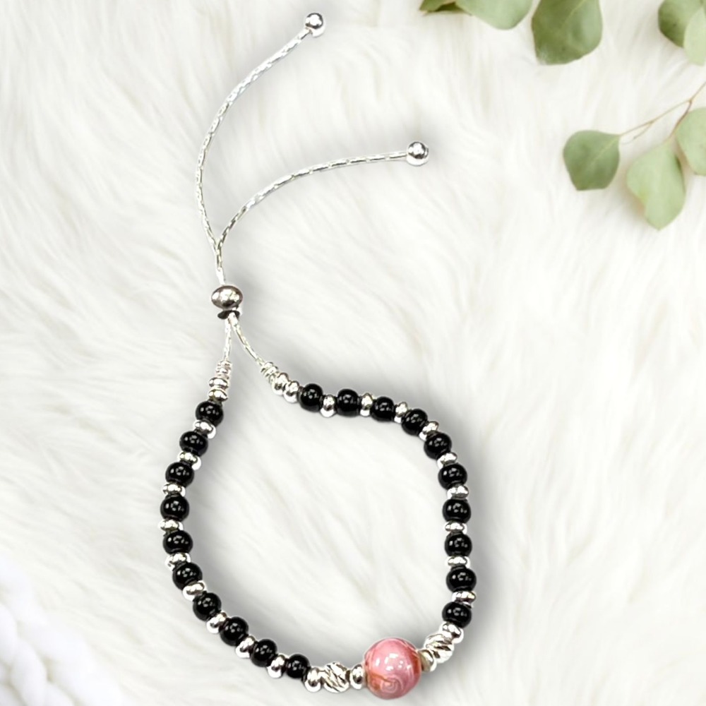 925 silver black moti bracelet