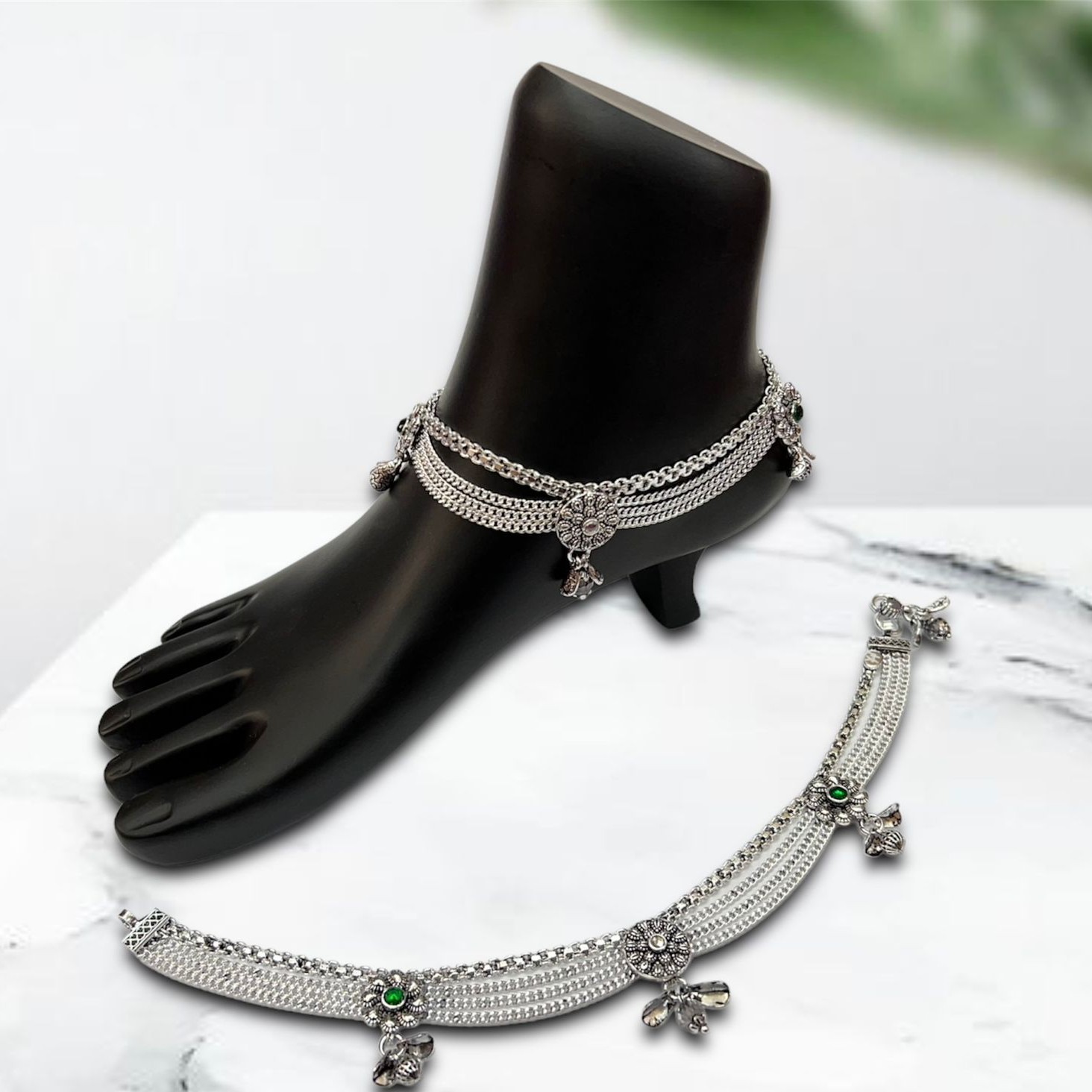 925 Silver Oxidised Brooch Payal