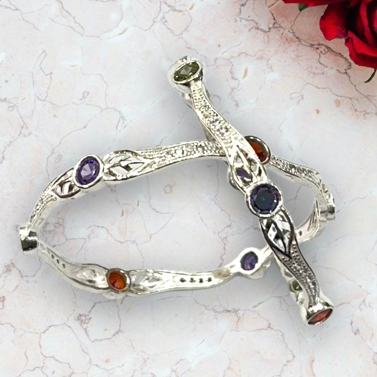 925 Silver Studded Bangles
