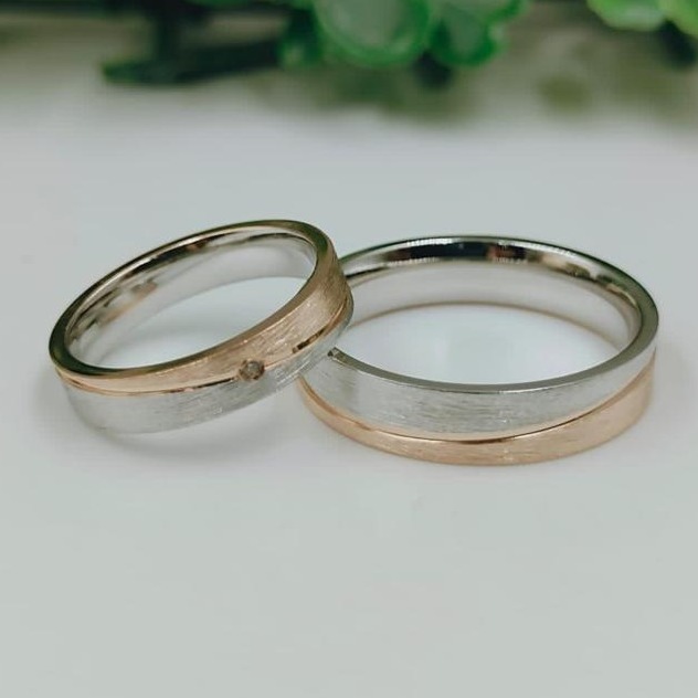 925 Silver Two Tone Couple Ring