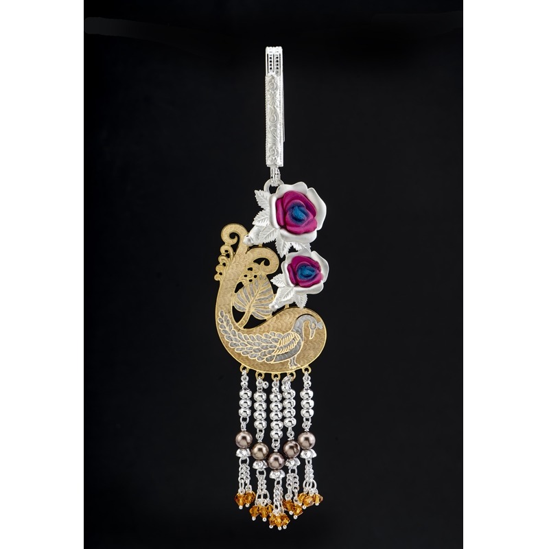 Silver stylish antique waist keychain