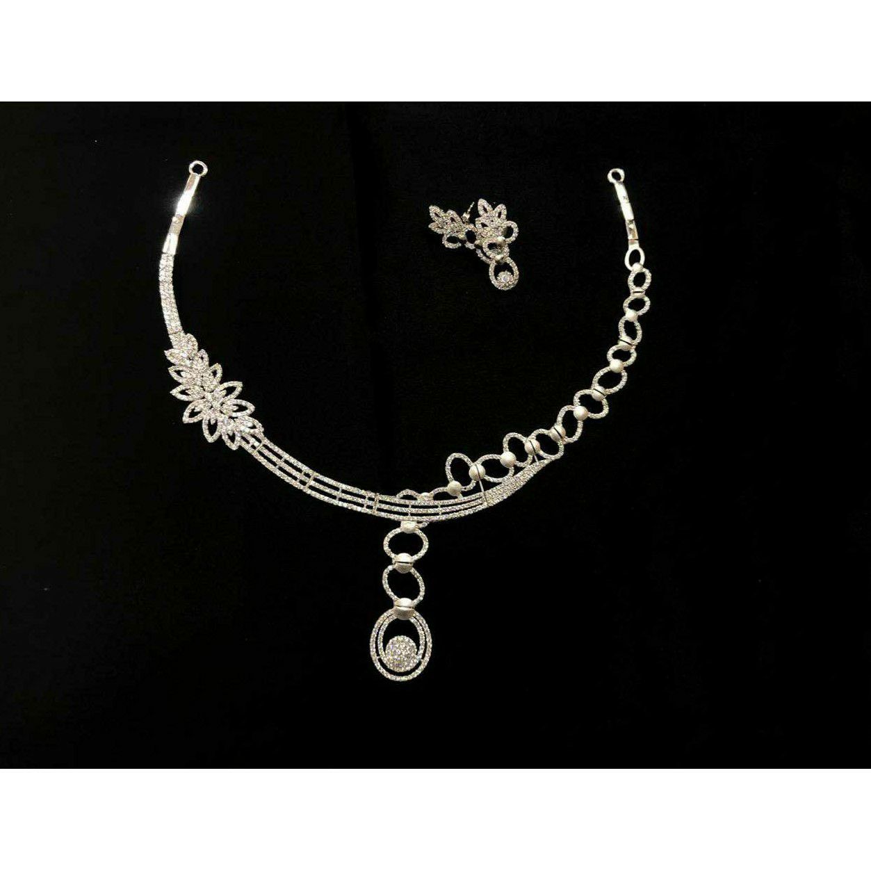 92.5 Sterling Silver 2(Two) Type Mix Dezine Half Micro Necklace Set Ms-3922