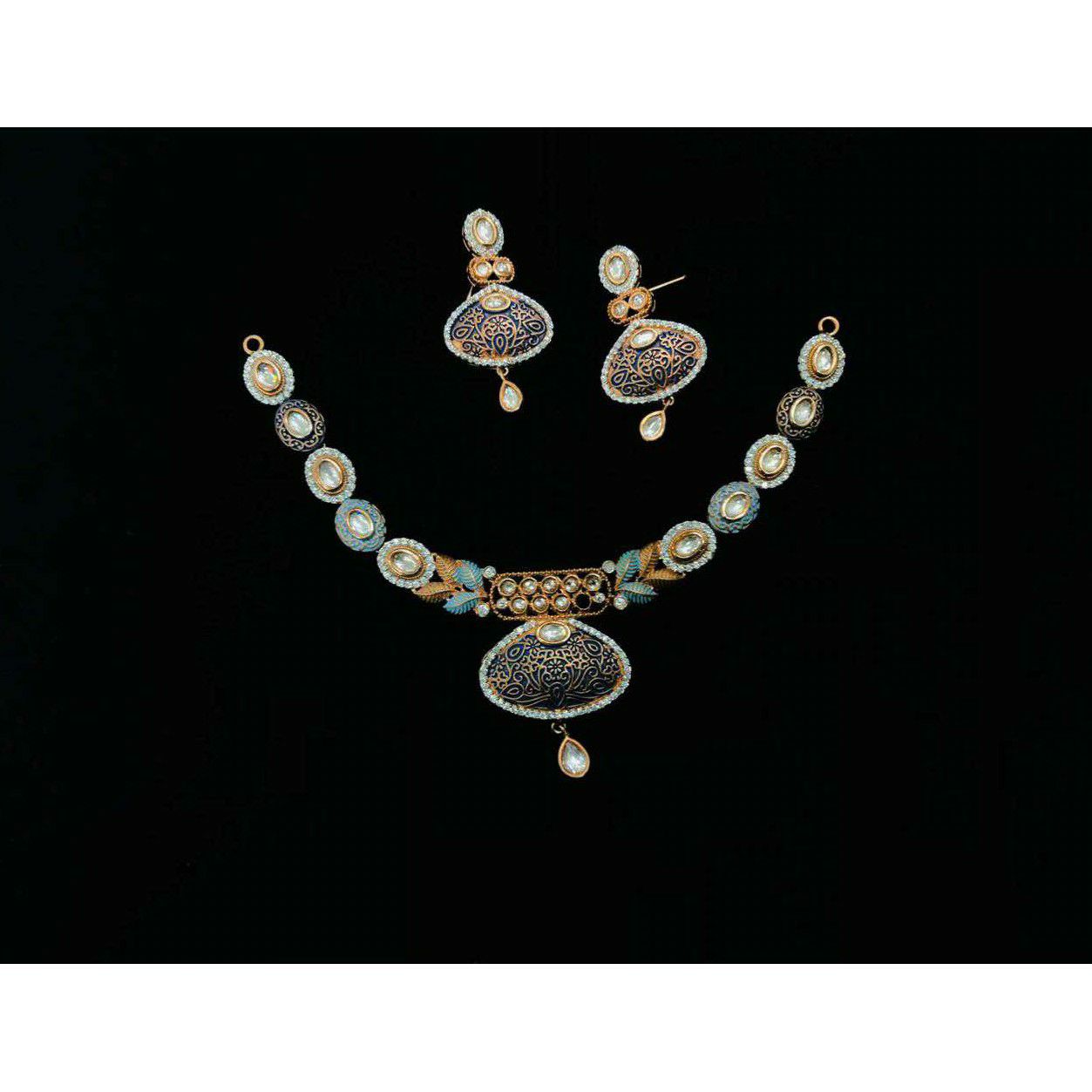 92.5 Sterling Silver Colourfull Mina Necklace Set Ms-3919
