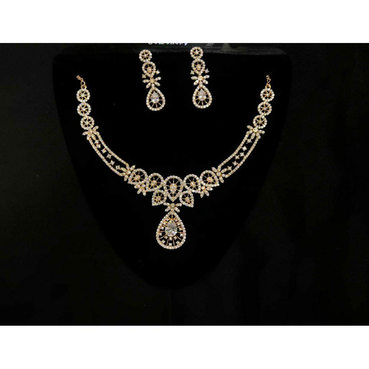 92.5 Sterling Silver Micro Rose Gold Necklace Set Ms-3916