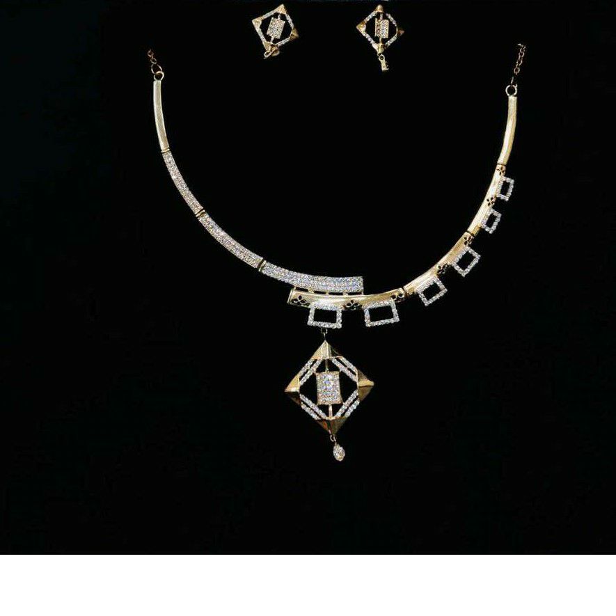 92.5 Sterling Silver Rose Gold Necklace Set Ms-3915