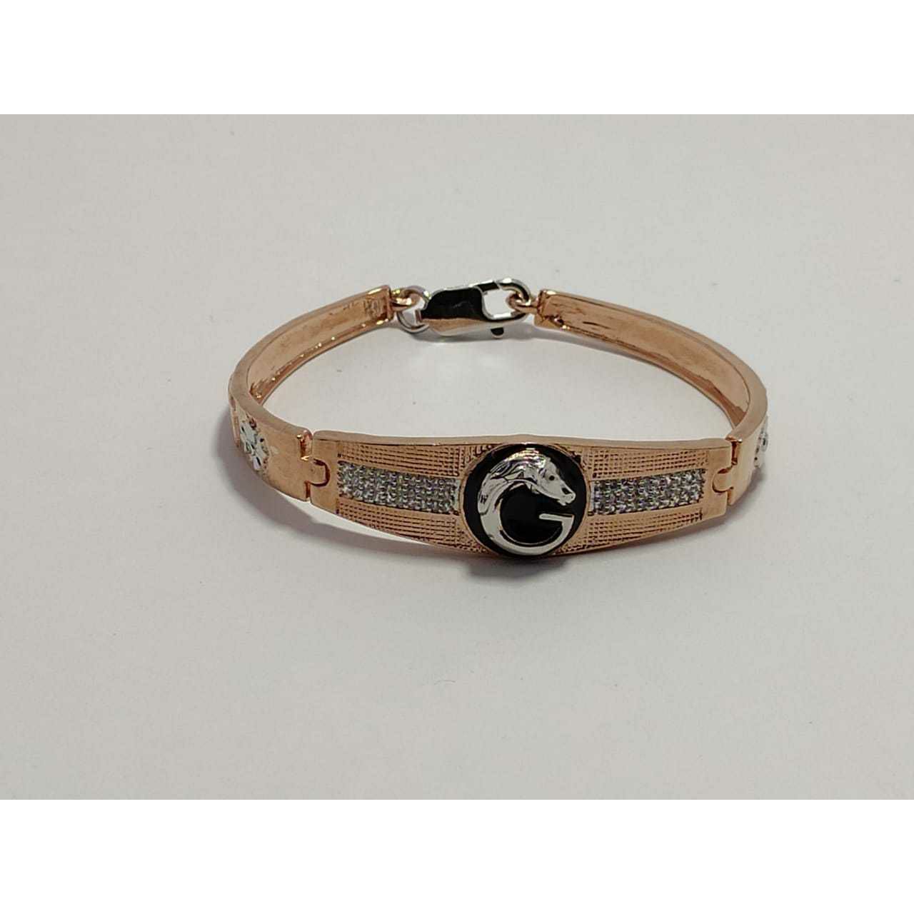 92.5 Sterling Silver Rose Gold G Shape Kada Ms-3892