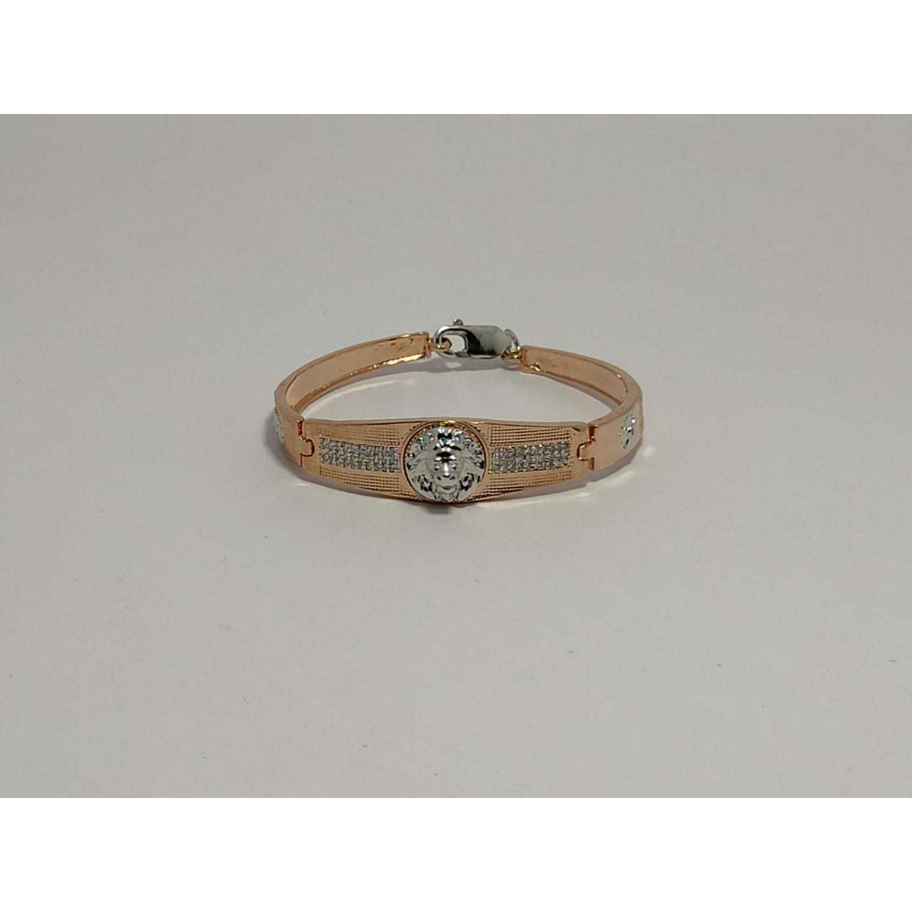 92.5 Sterling Silver Rodyam & Rose Gold 2(Two) Tone Kada Bracelet Ms-3889