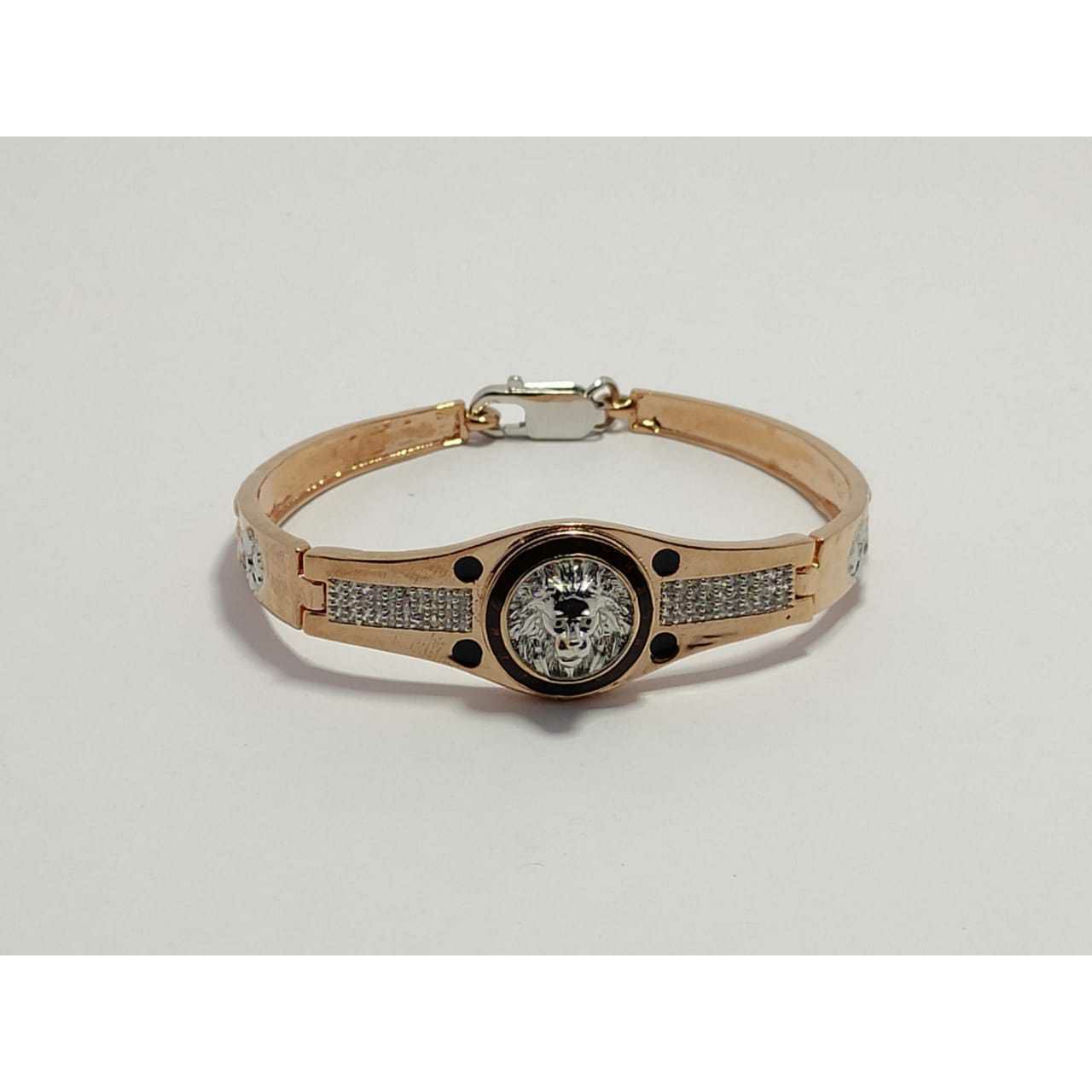 92.5 Sterling Silver Rose Gold Italian Lock Bracelet Ms-3886