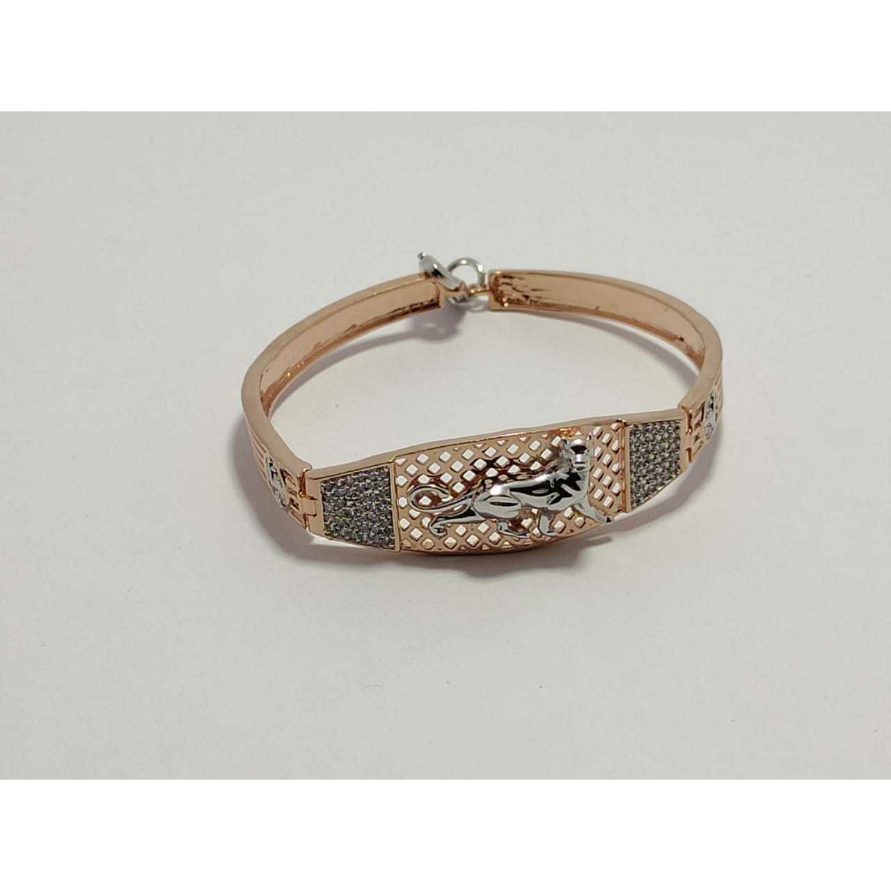 92.5 Sterling Silver Rose Gold Kada Bracelet Ms-3885