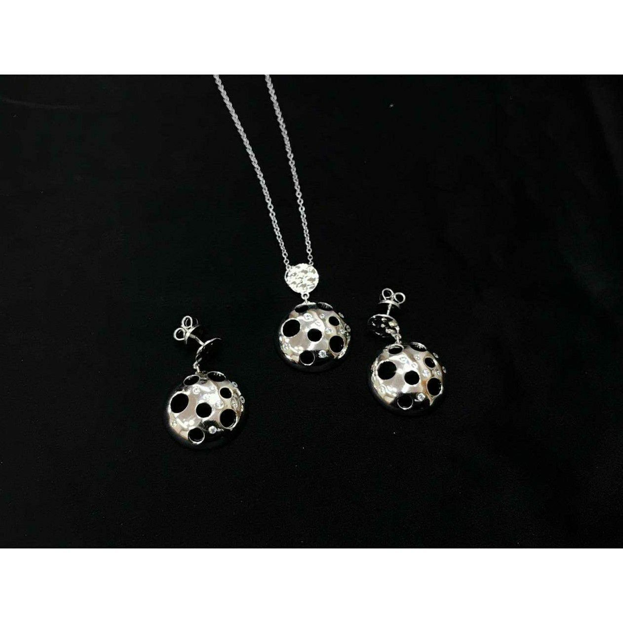 92.5 Sterling Silver Rodyam Small Size Earring Set Ms-3851