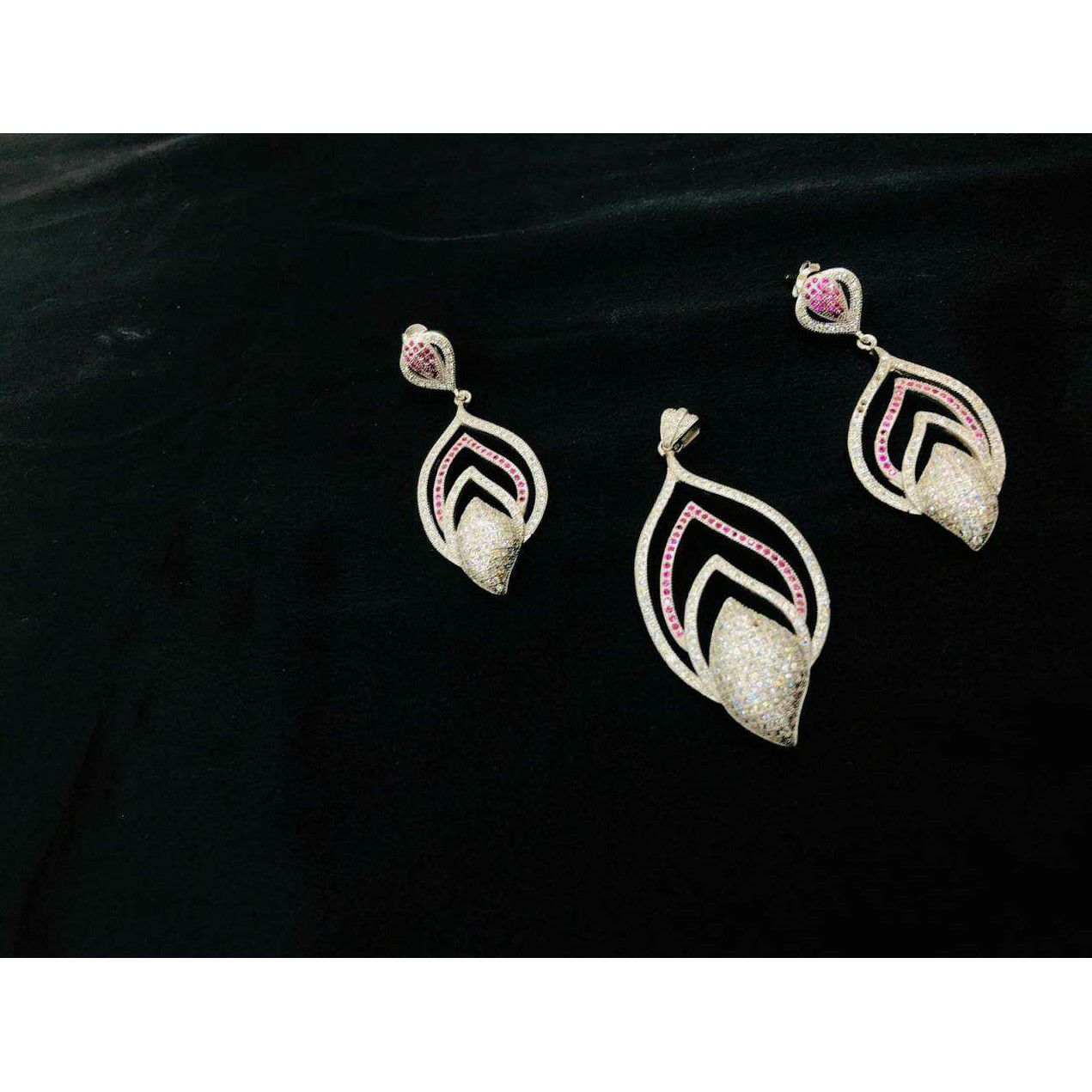92.5 Sterling Silver Semi Micro Pendant Set Ms-3837
