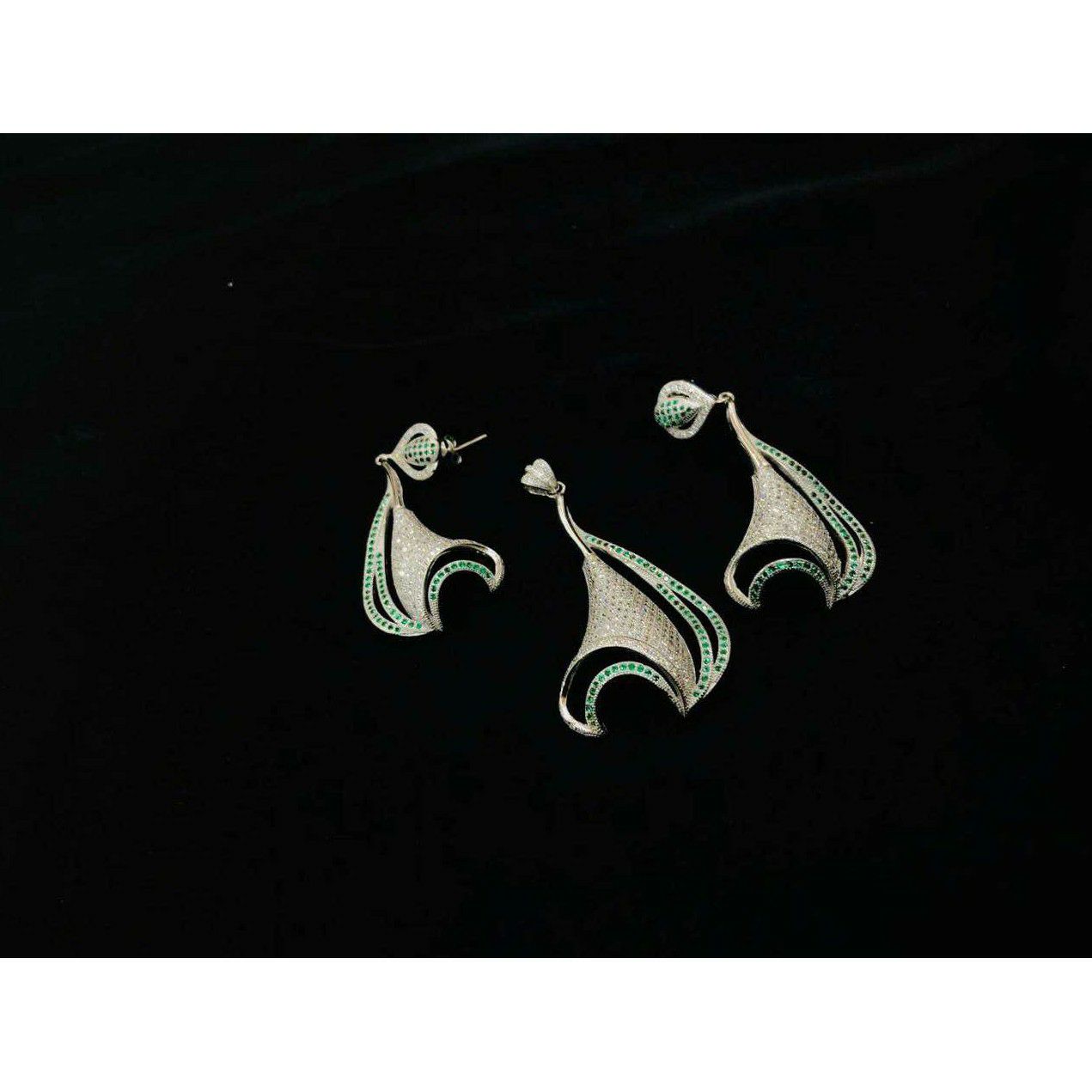 92.5 Sterling Silver Modern Heart Shape Pendant Set Ms-3832