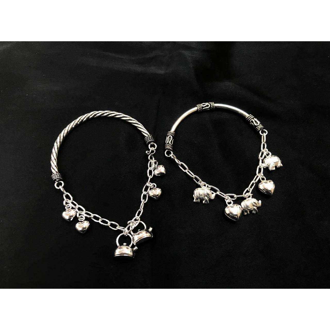 92.5 Sterling Silver Elephant Shape Toys Charm Half Kada Ms-3819