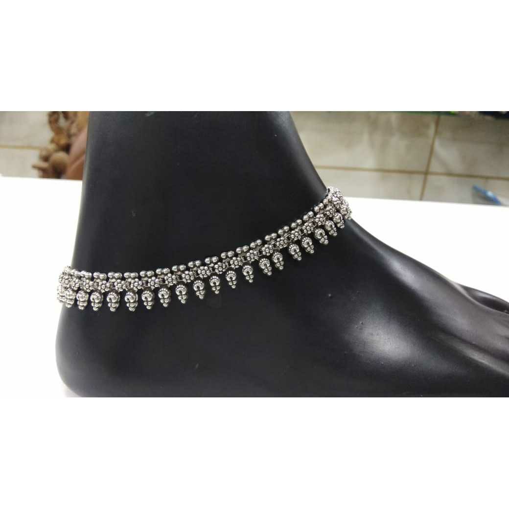 92.5 Sterling Silver 2(Two) Lair Anklet(Payal) Ms-3423