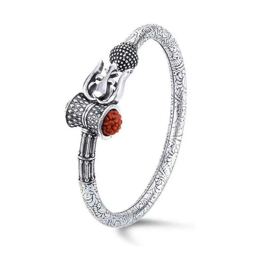 92.5 Sterling Silver Designing Religious Kada Ms-3305