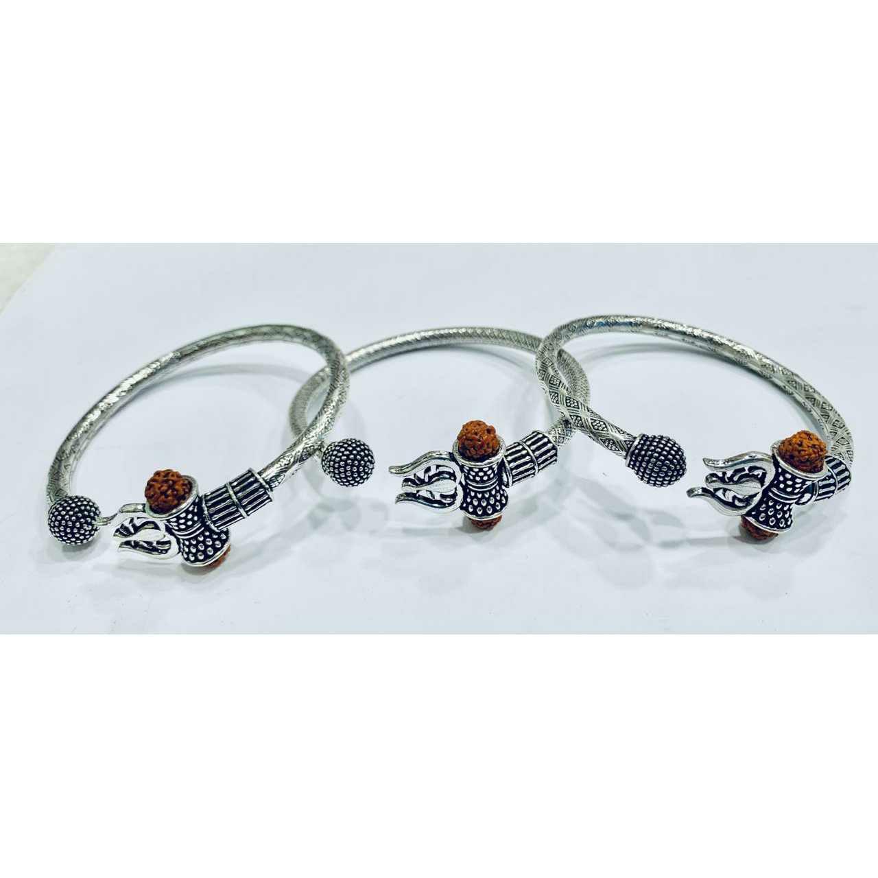 92.5 Sterling Silver Rudraks Bahubali Trisul Oxodize Regional Asjustable Kada Ms-3239