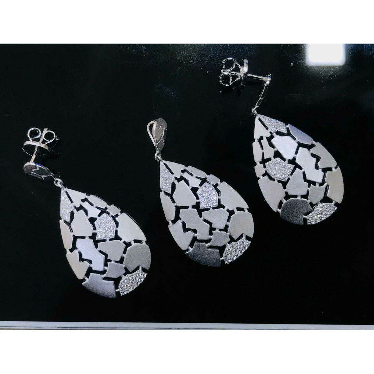 92.5 Sterling Silver Light & Dark Combination Pendant Set Ms-3117