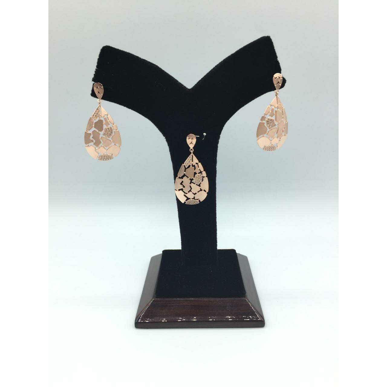 92.5 Sterling Silver Rose Gold Etalian Earring Ms-3107