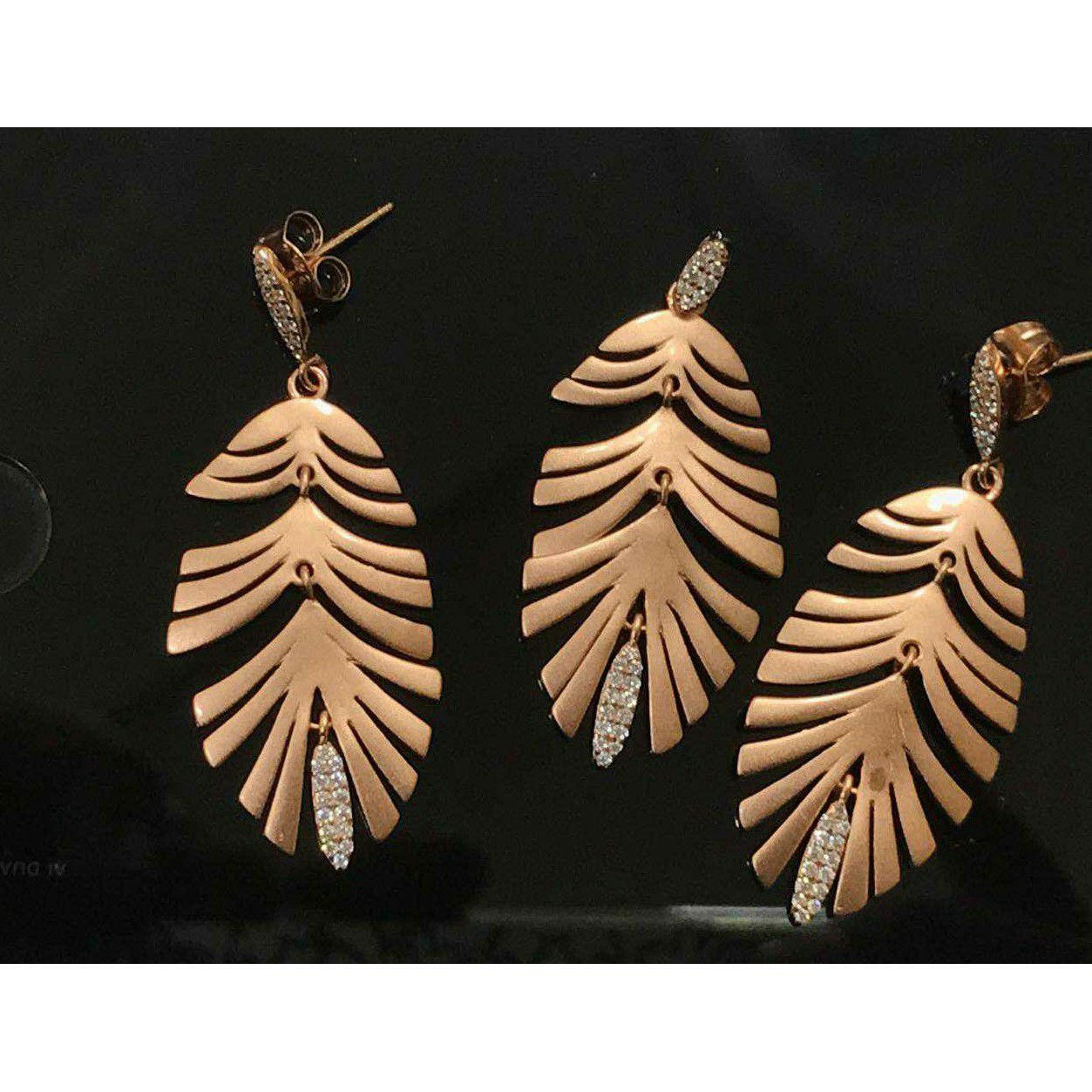 92.5 Sterling Silver Pan & Leaf Shape Rose Gold Micro Pendant Set Ms-3104