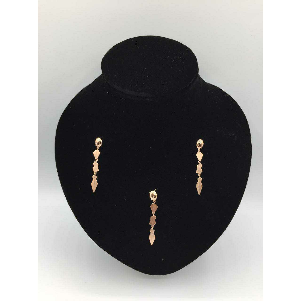 92.5 Sterling Silver Dull Finish Look Rose Gold Earring Ms-3099