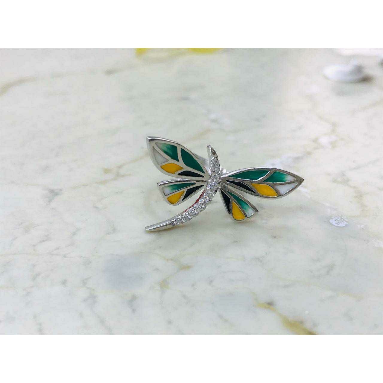 92.5 Sterling Silver Natural Colour Butterfly Antique Ring Ms-3031