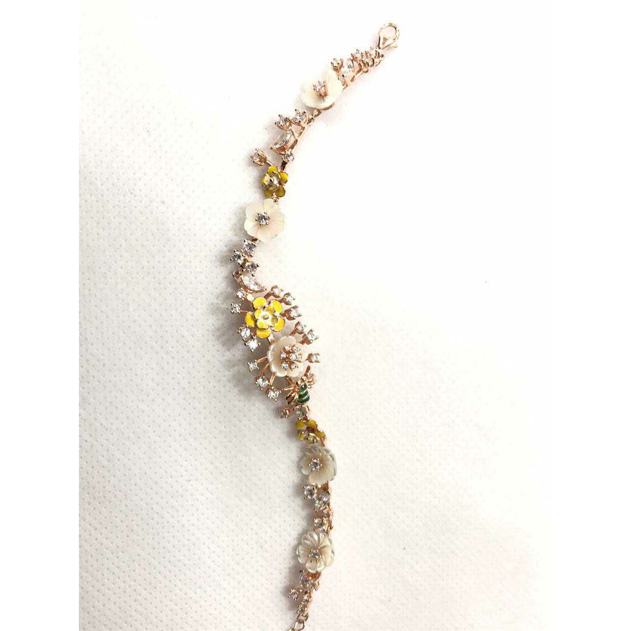 92.5 Sterling Silver Rose Gold Wedding Bracelet Ms-3023