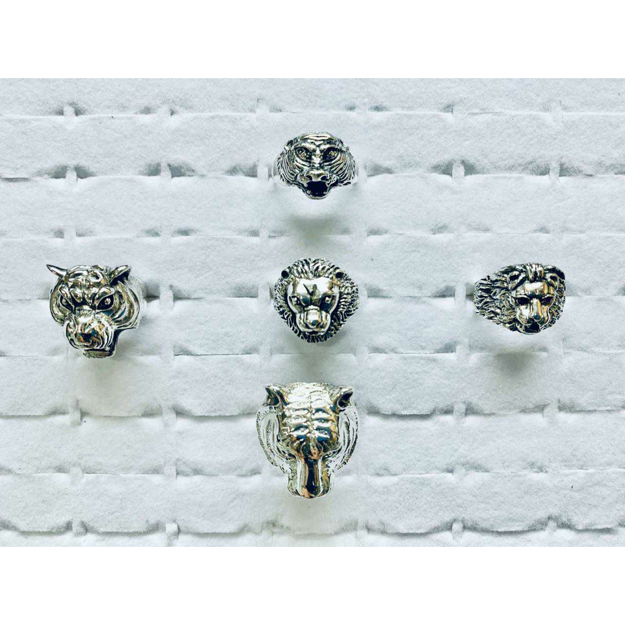 92.5 Sterling Silver Sih Mora , Hathi Mora (Lion&Tiger) Shape Ring Ms-3007
