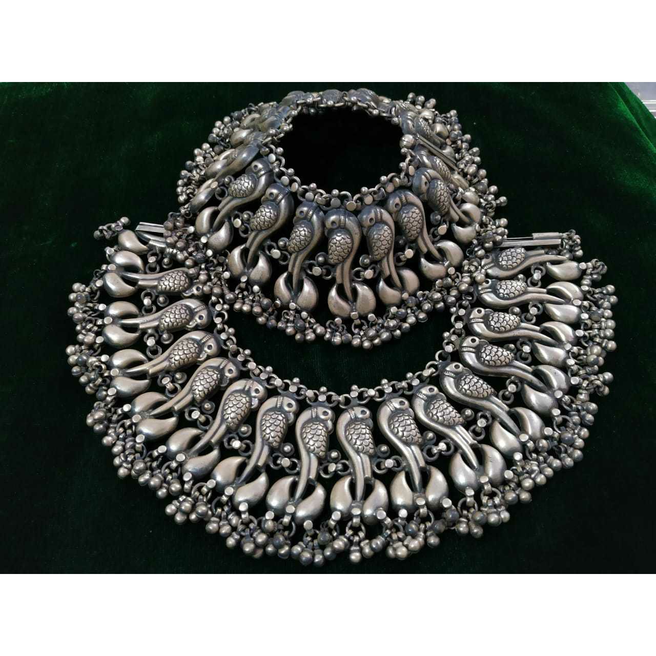 92.5 Sterling Silver Fully Oxodize Dull Finish Ghughru Khilona(Ramakda) Round Khili Anklet(Payal) Ms-2954