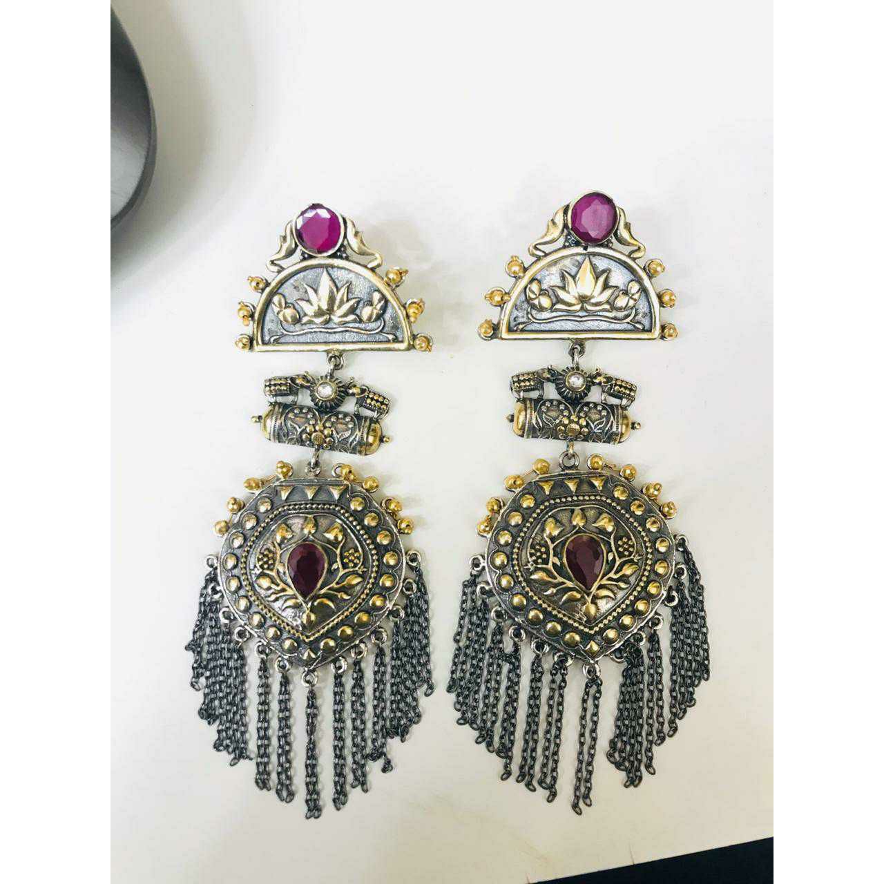 92.5 Sterling Silver Dodi Fitting Oxodize Mina Earring Ms-2900