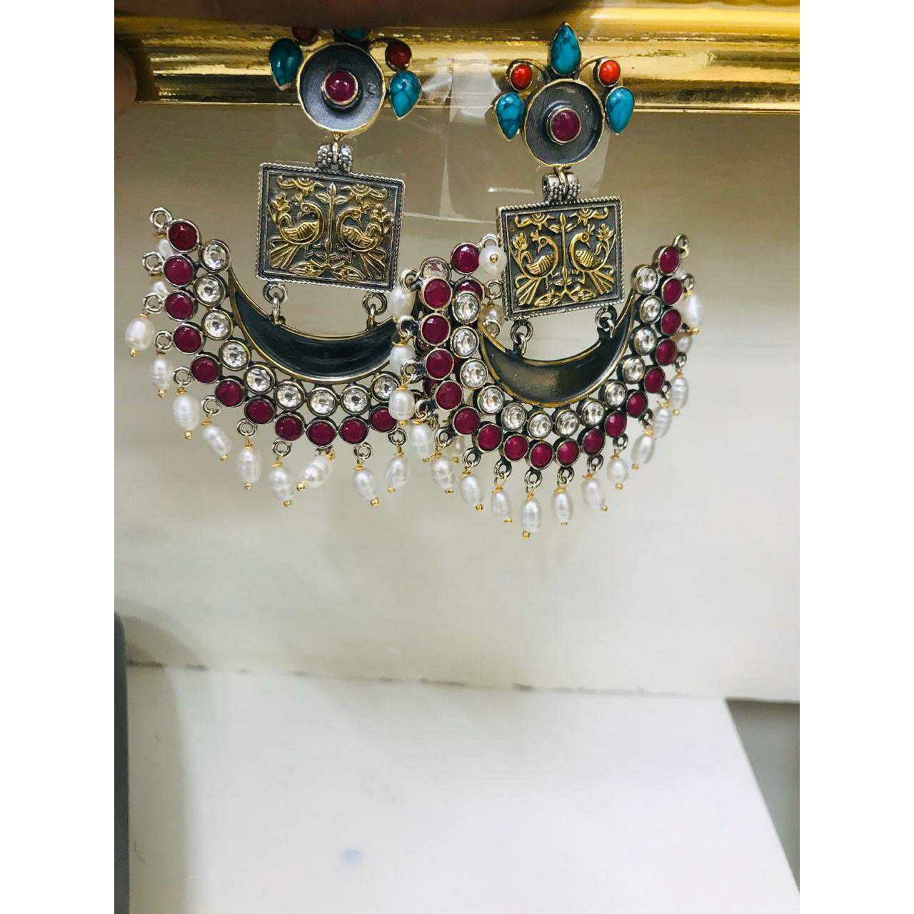 92.5 Sterling Silver Oxodize Mina Peacock Earring Ms-2898